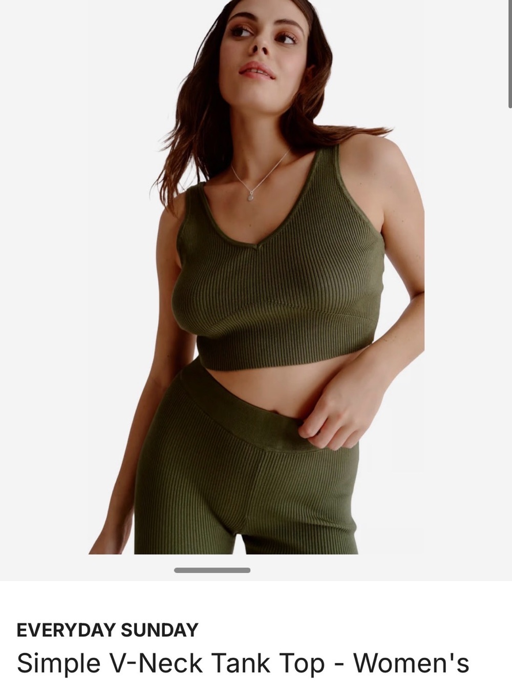 Everyday Sunday Olive Ribbed V-Neck Crop Tank